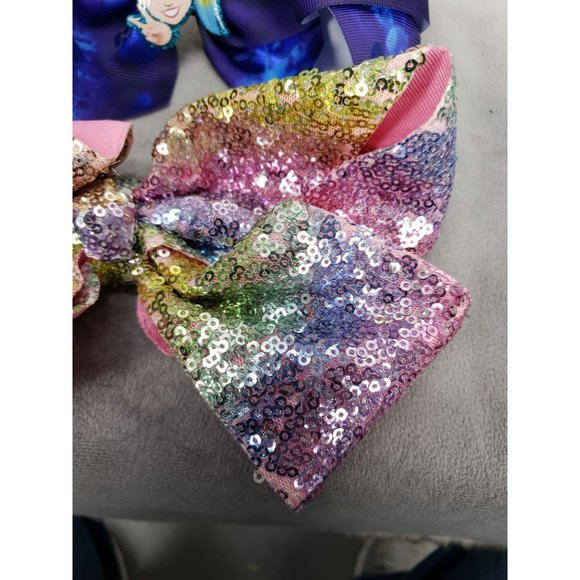 Jojo Siwa Oversized Clip In Girls Bows With Scrunchies Blue and Pink Glitter - Picture 3 of 10